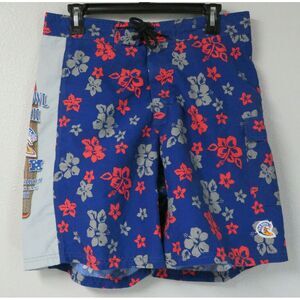Mens NFL Pro Bowl 2001 Vintage Board Shorts Size M Polyester Cargo Pocket Floral